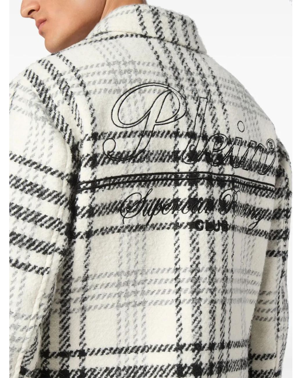 Philipp Plein Gray Checked Jacket for men