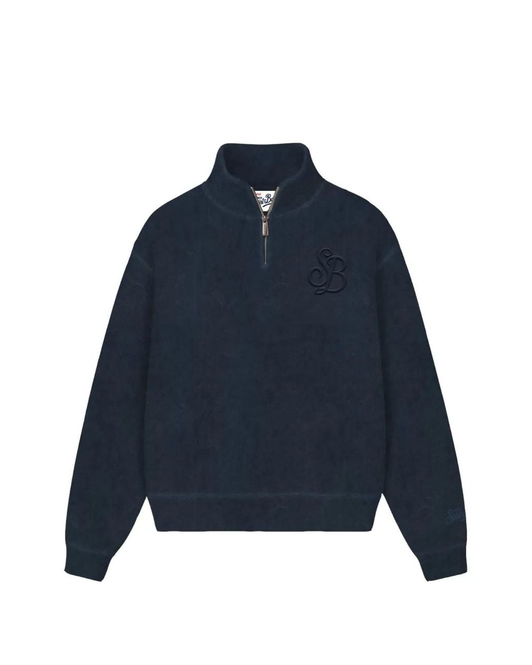 Mc2 Saint Barth Blue Logo-Embroidered Quarter-Zip Sweatshirt for men