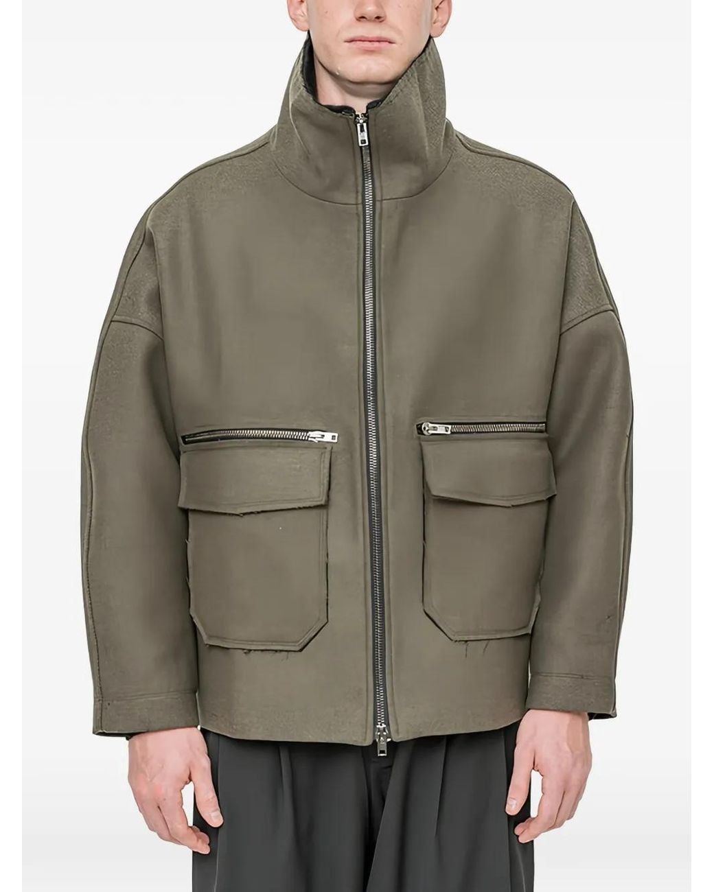 Isabel Benenato Gray Zip-Up Wool Jacket for men