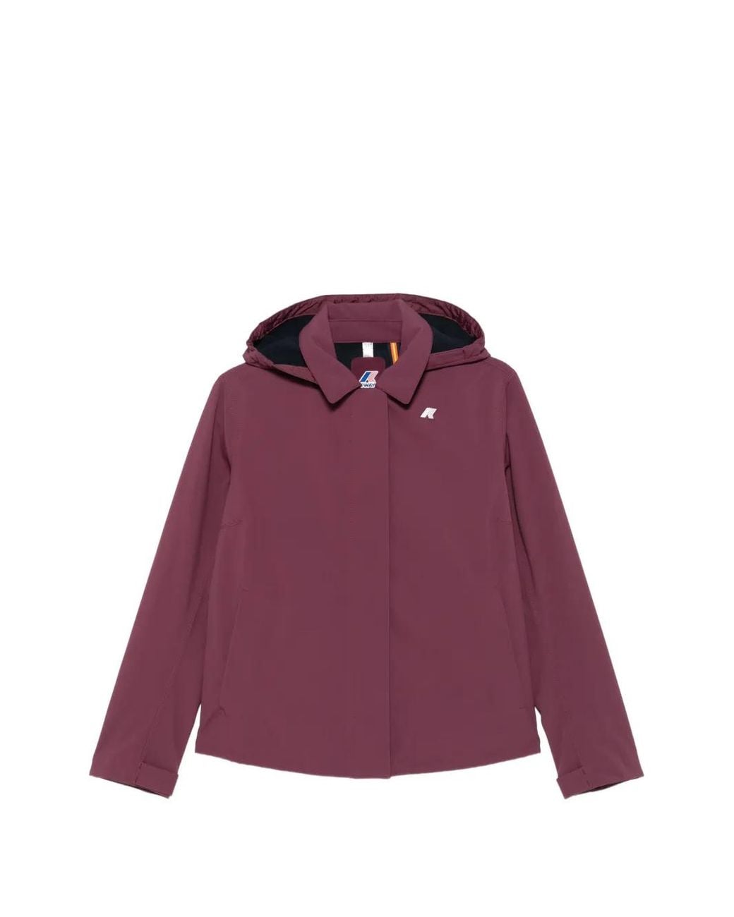 K-Way Purple Hooded Logo-Print Coat