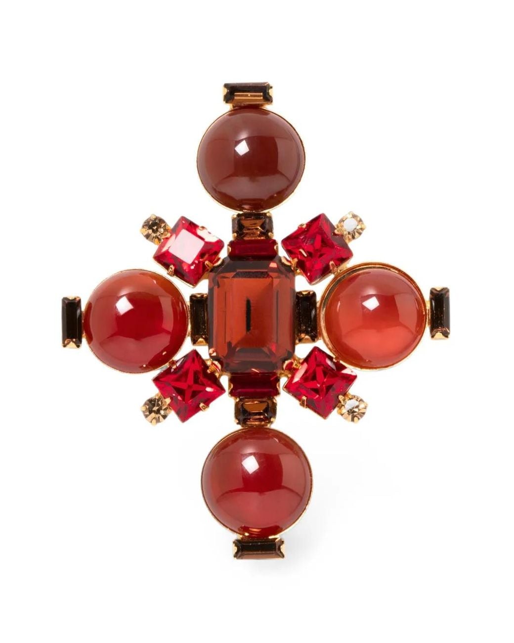 Jennifer Behr Red Rory Crystal-Embellished Carnelian Brooch