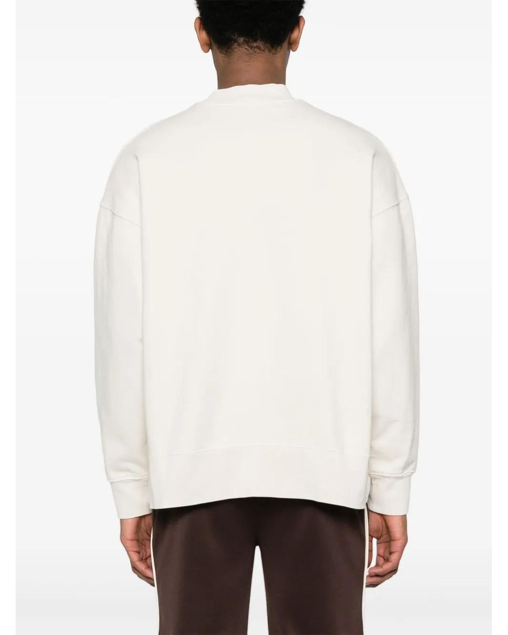 Palm Angels White Logo-print Cotton Sweatshirt for men