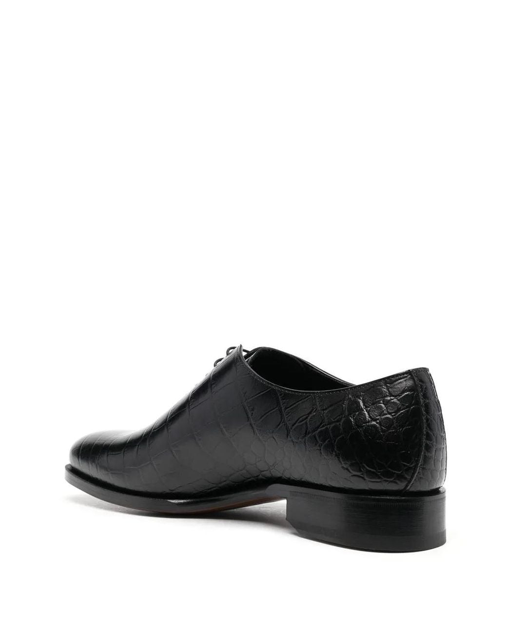 Scarosso Black Crocodile-Effect Lace-Up Shoes for men