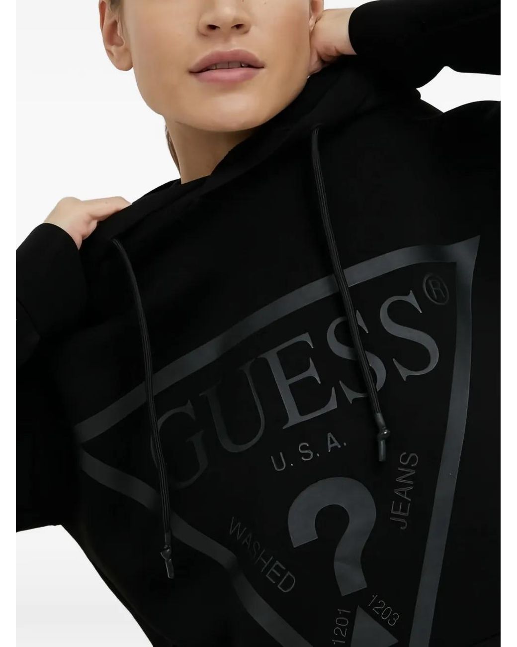Guess Black Triangle Logo Hoodie