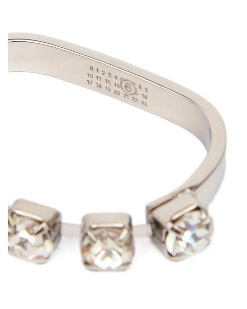 MM6 by Maison Margiela White Rhinestone Two-Finger Ring