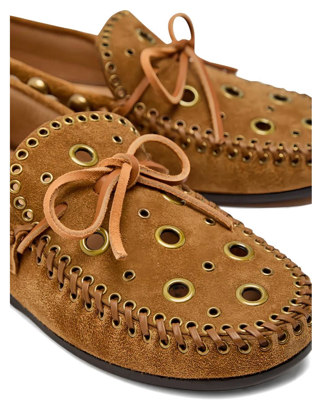Isabel Marant Brown Studded Lace-Up Loafers
