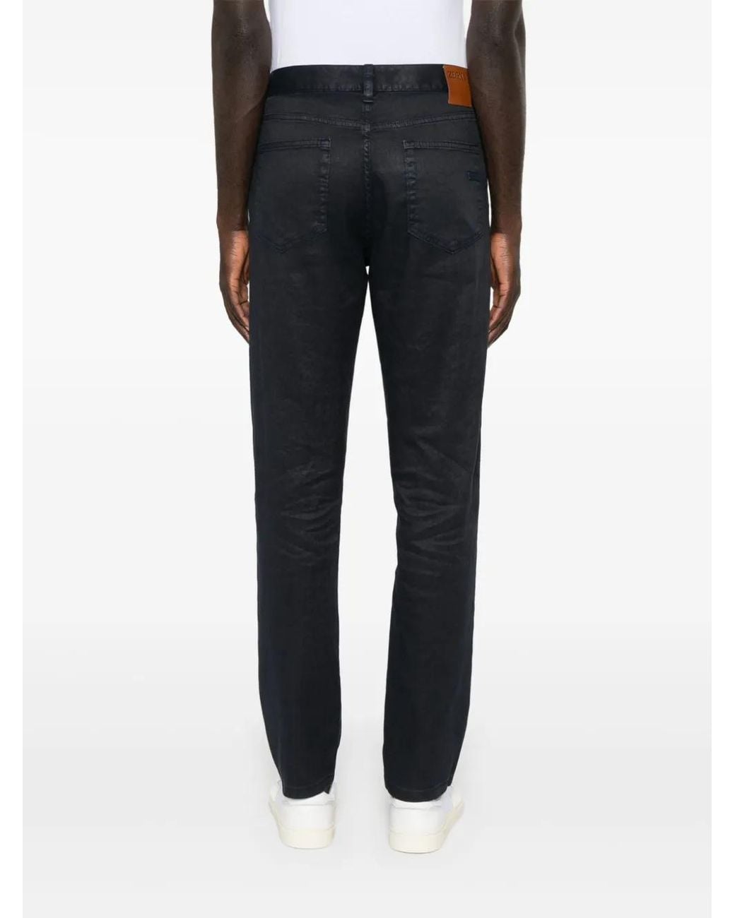 Zegna Blue Logo-Patch Trousers for men