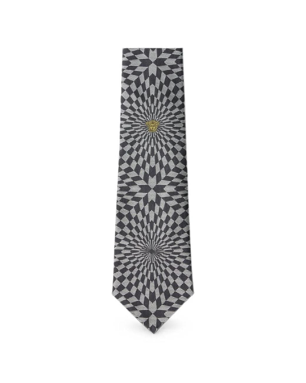 Versace White Jacquard Silk Twill Tie for men