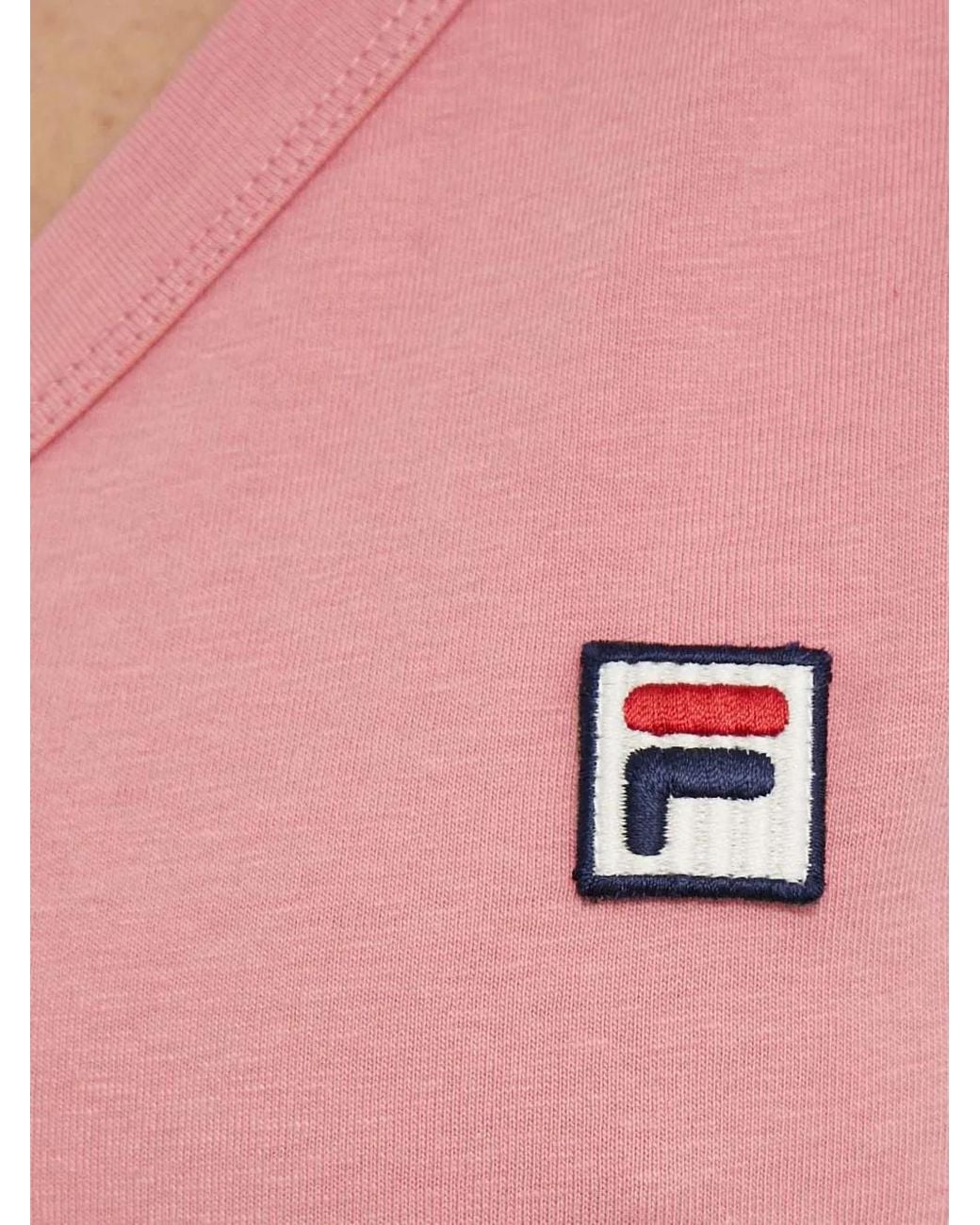 Fila Pink Striped-Trim Asymmetric-Neck Top