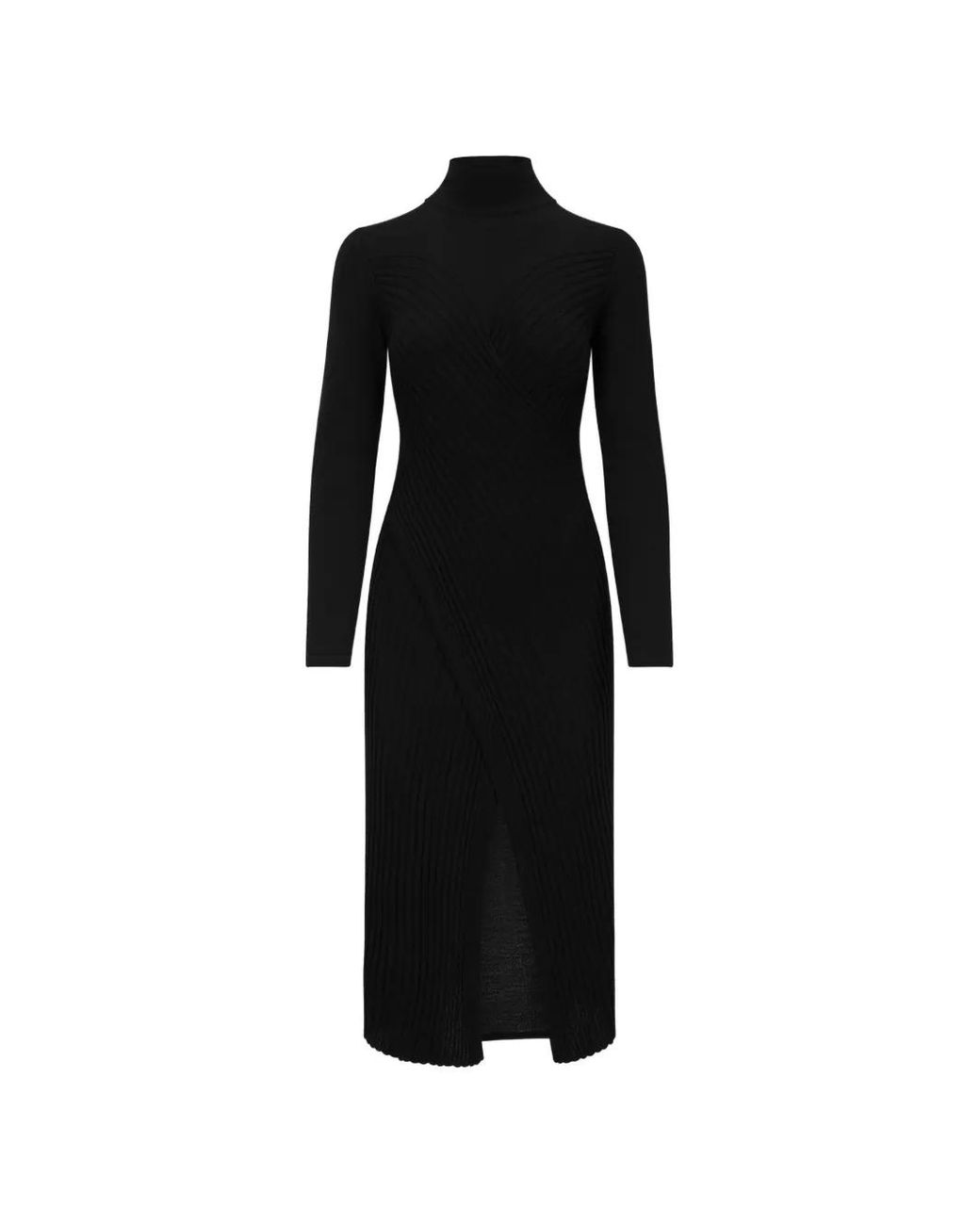 Violante Nessi Black Ribbed-Knit Front-Slit Dress