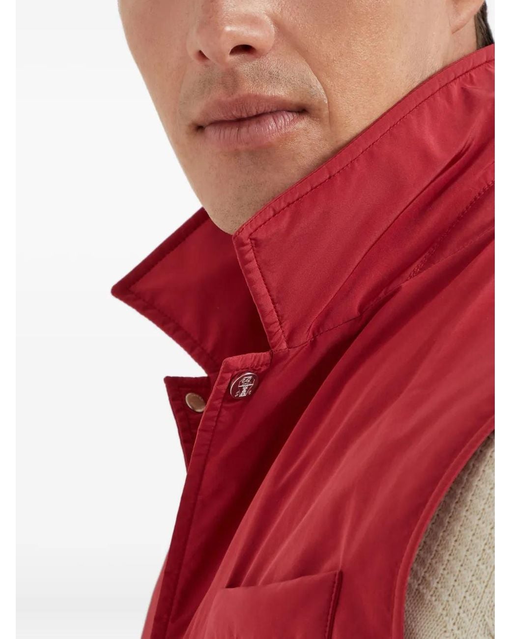Brunello Cucinelli Red Thermore Gilet for men