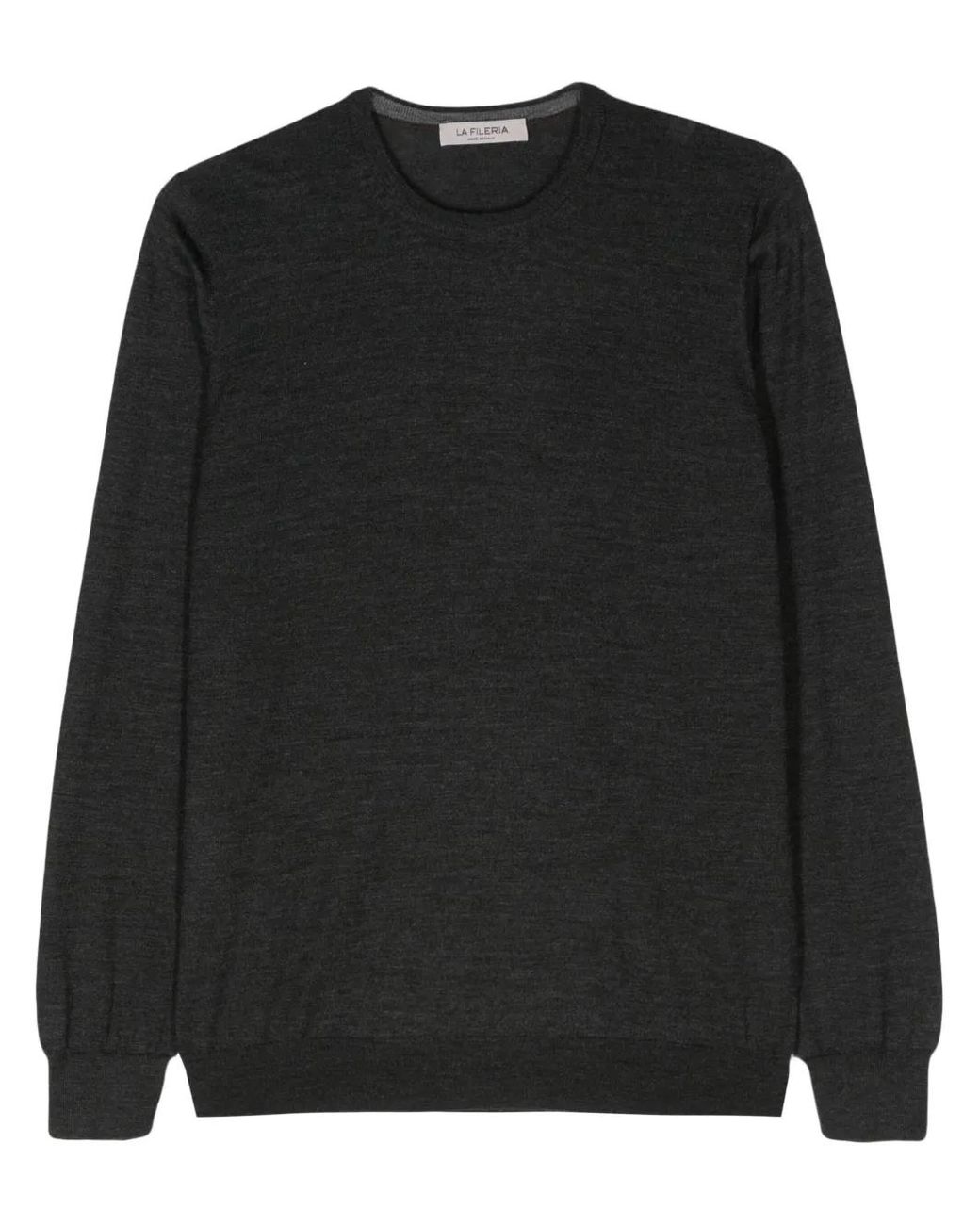 Fileria Black Fine-Knit Brushed Jumper for men