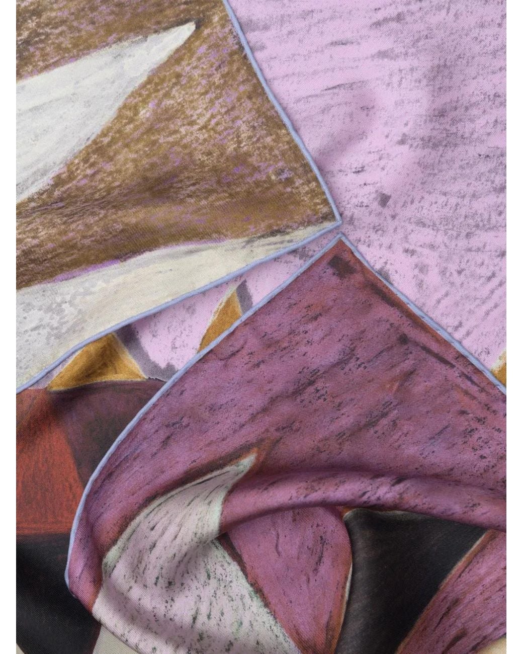 Elizabetta Purple Dani Geometric-Print Silk Scarf