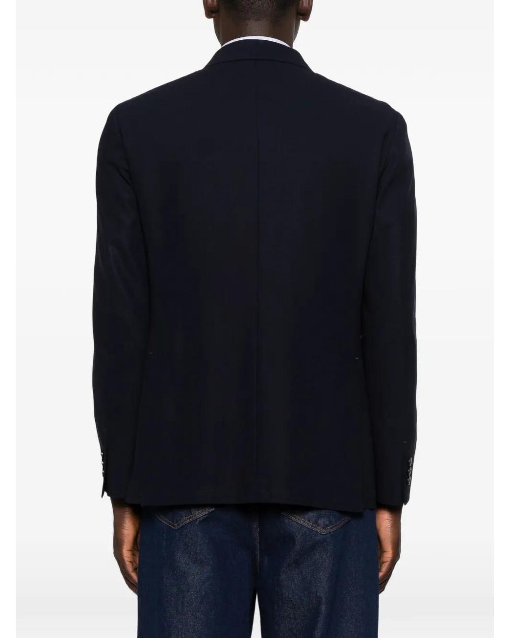 Canali Blue Double-Breasted Blazer for men