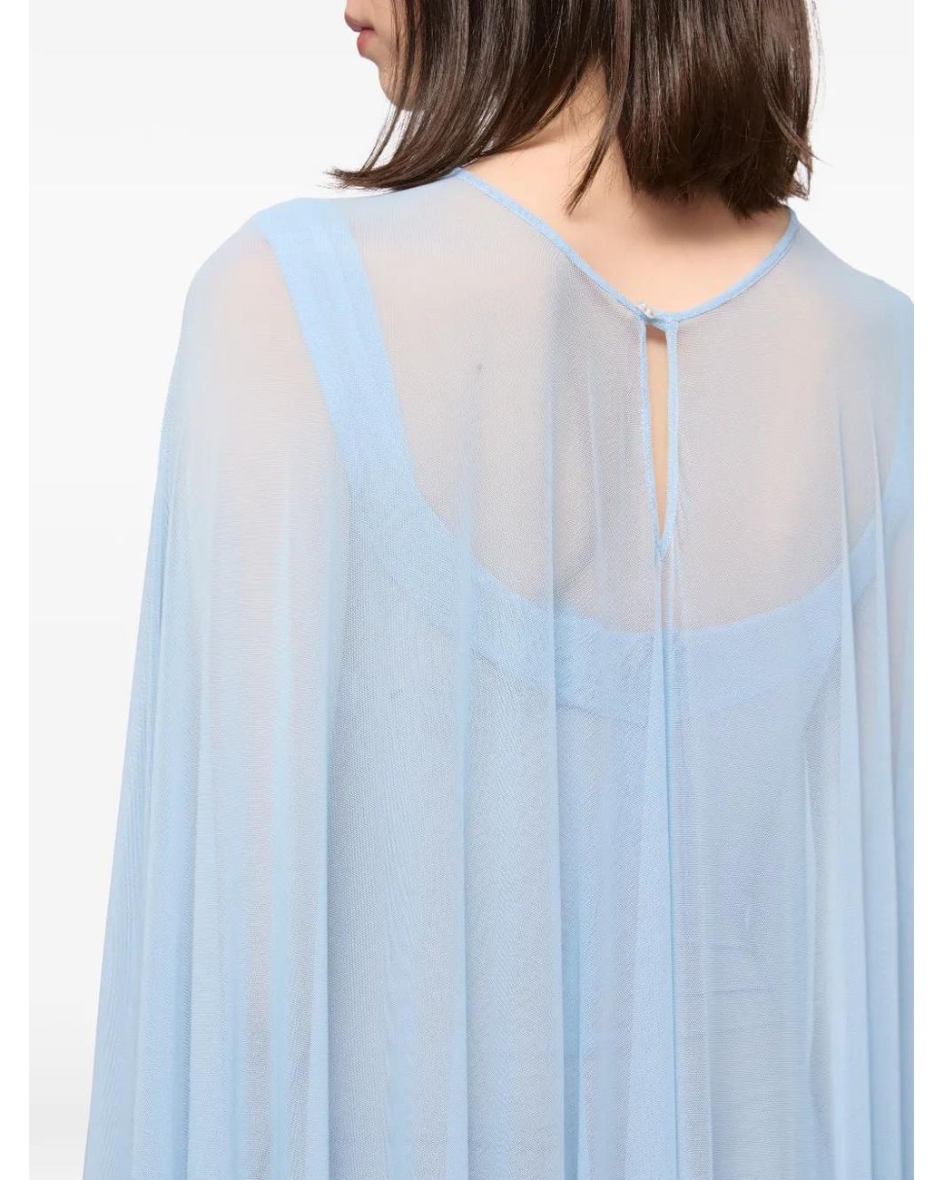 Atu Body Couture Blue Mesh Bodysuit And Cape Set