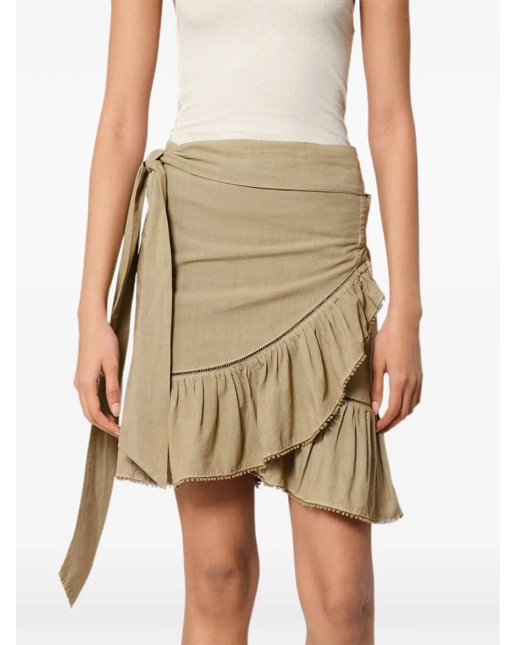 Isabel Marant Natural Minijupe Portefeuille Mempster À Volants