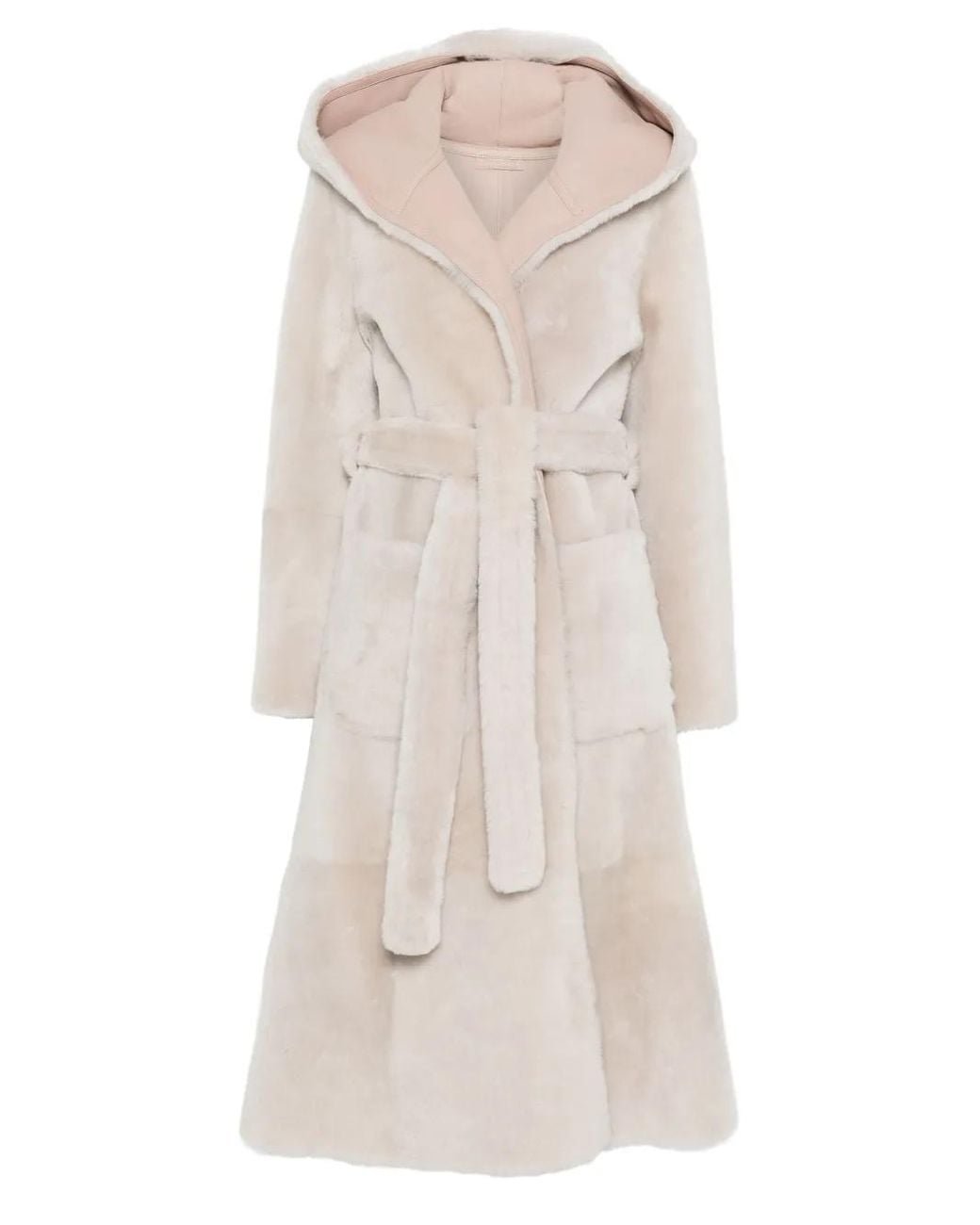 Liska Natural Hooded Belted Coat