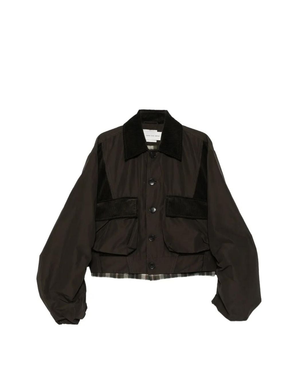 Feng Chen Wang Black Corduroy-Collar Gathered-Sleeve Jacket