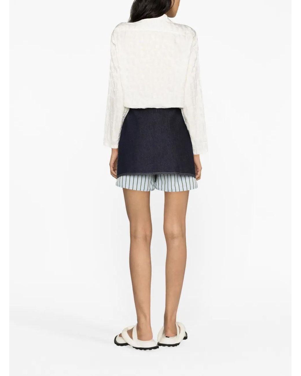 Sunnei White Logo-Jacquard Long-Sleeve Bodysuit