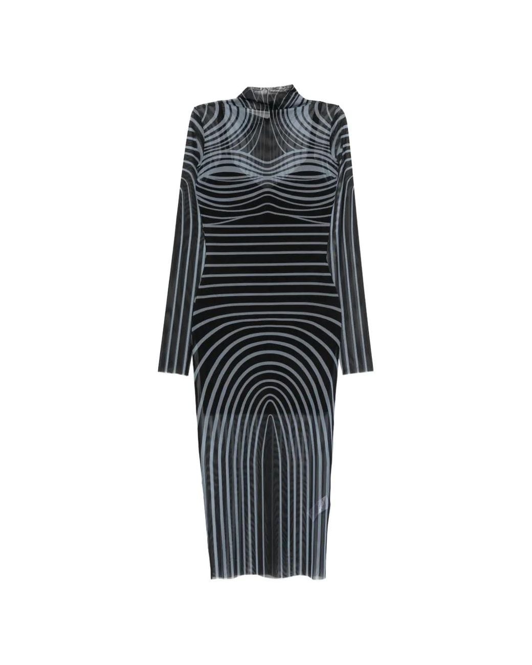 Patrizia Pepe Black Abstract-Print Tulle Midi Dress