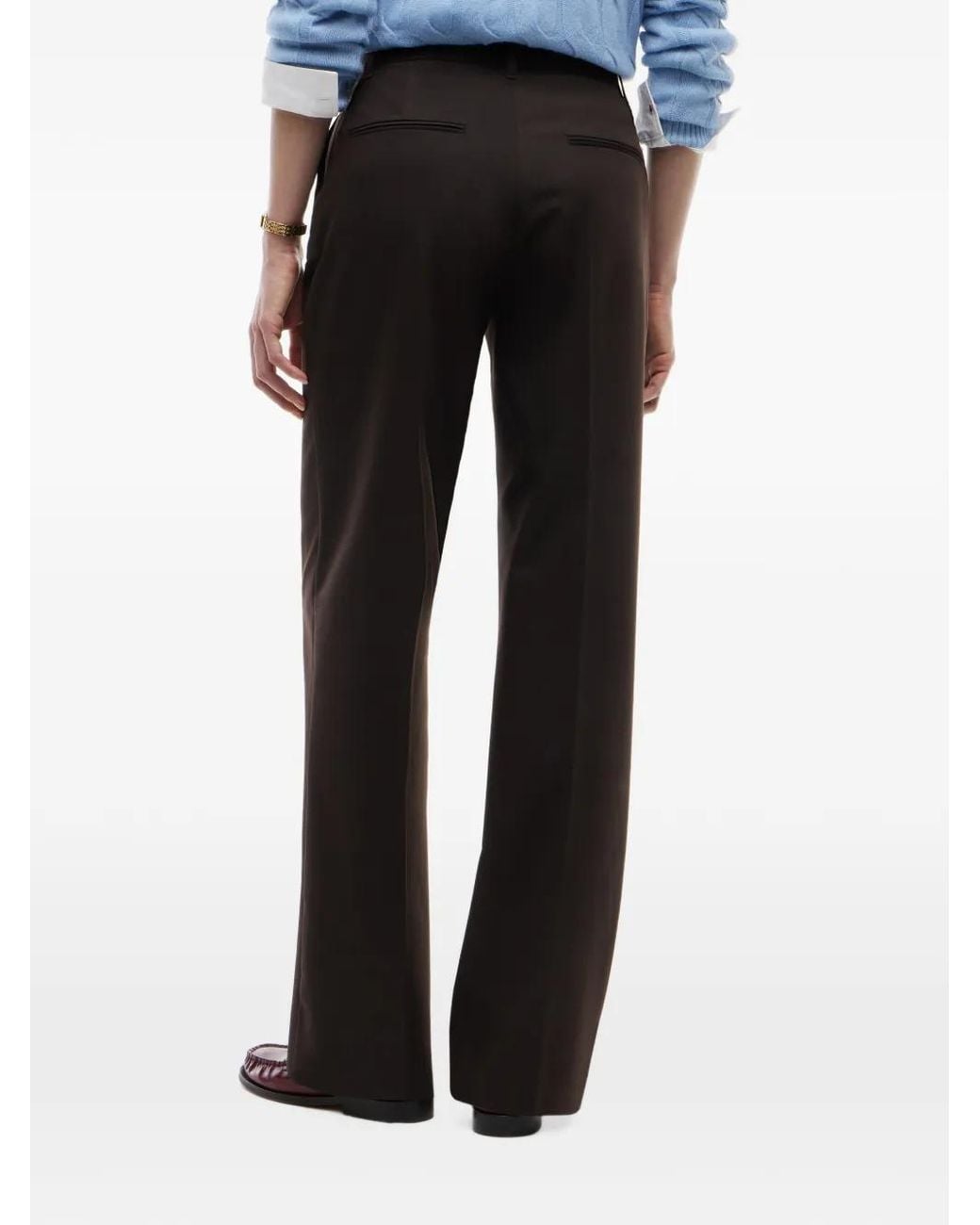 Tommy Hilfiger Black Pressed-Crease Wide-Leg Trousers