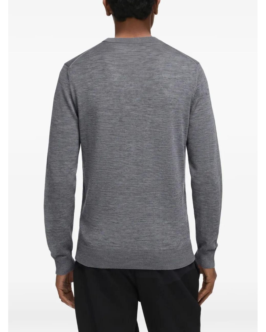 Karl Lagerfeld Gray Merino Wool Crew-Neck Sweater for men
