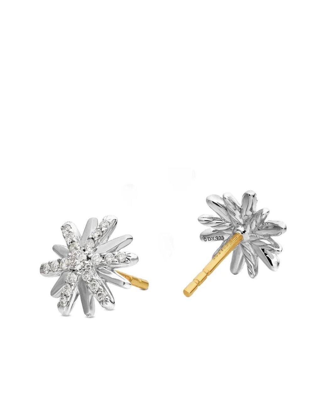 David Yurman White Sterling Petite Starburst Diamond Stud Earrings (10Mm)
