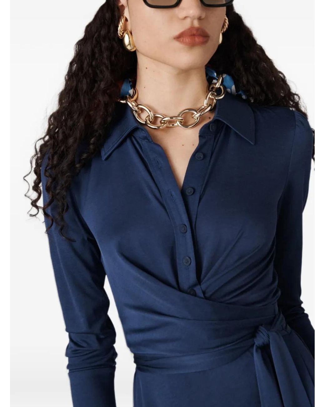 Diane von Furstenberg Blue Sana Midi Dress