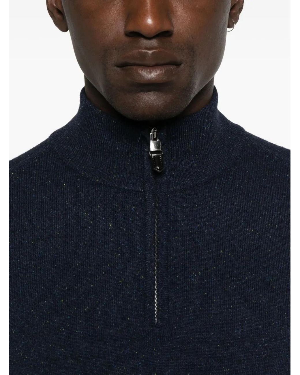 Canali Blue Half-Zip Speckled Sweater for men
