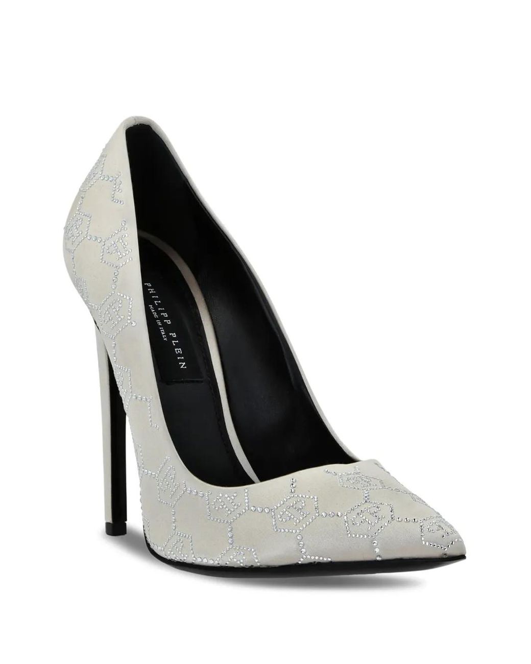Philipp Plein White Decollete Monogram Strass Pumps