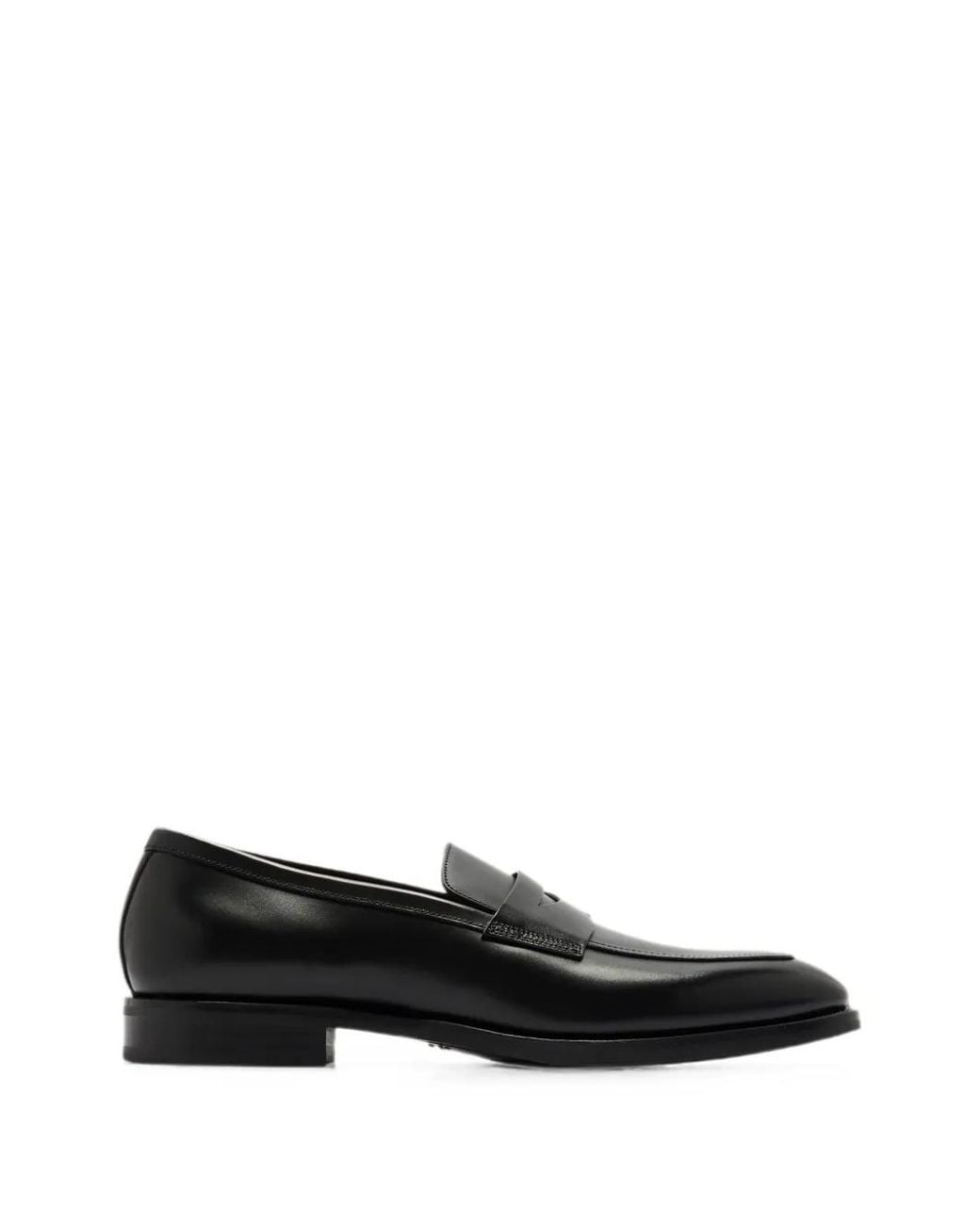 Santoni Black Leather Loafers for men