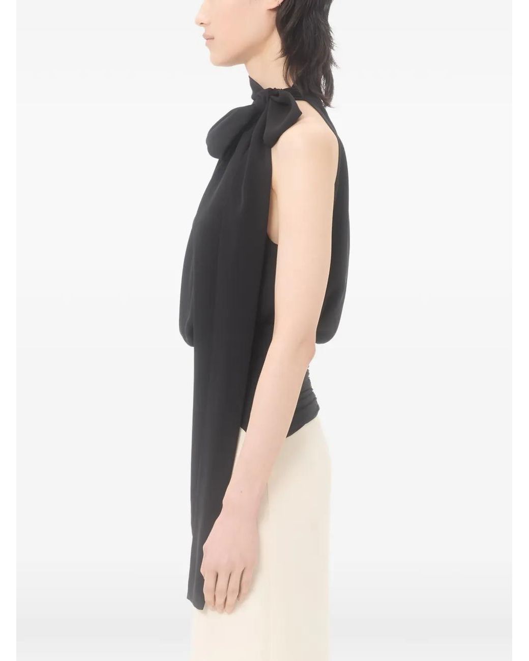 Valentino Garavani Black Bow-Detail Silk-Crepe Blouse