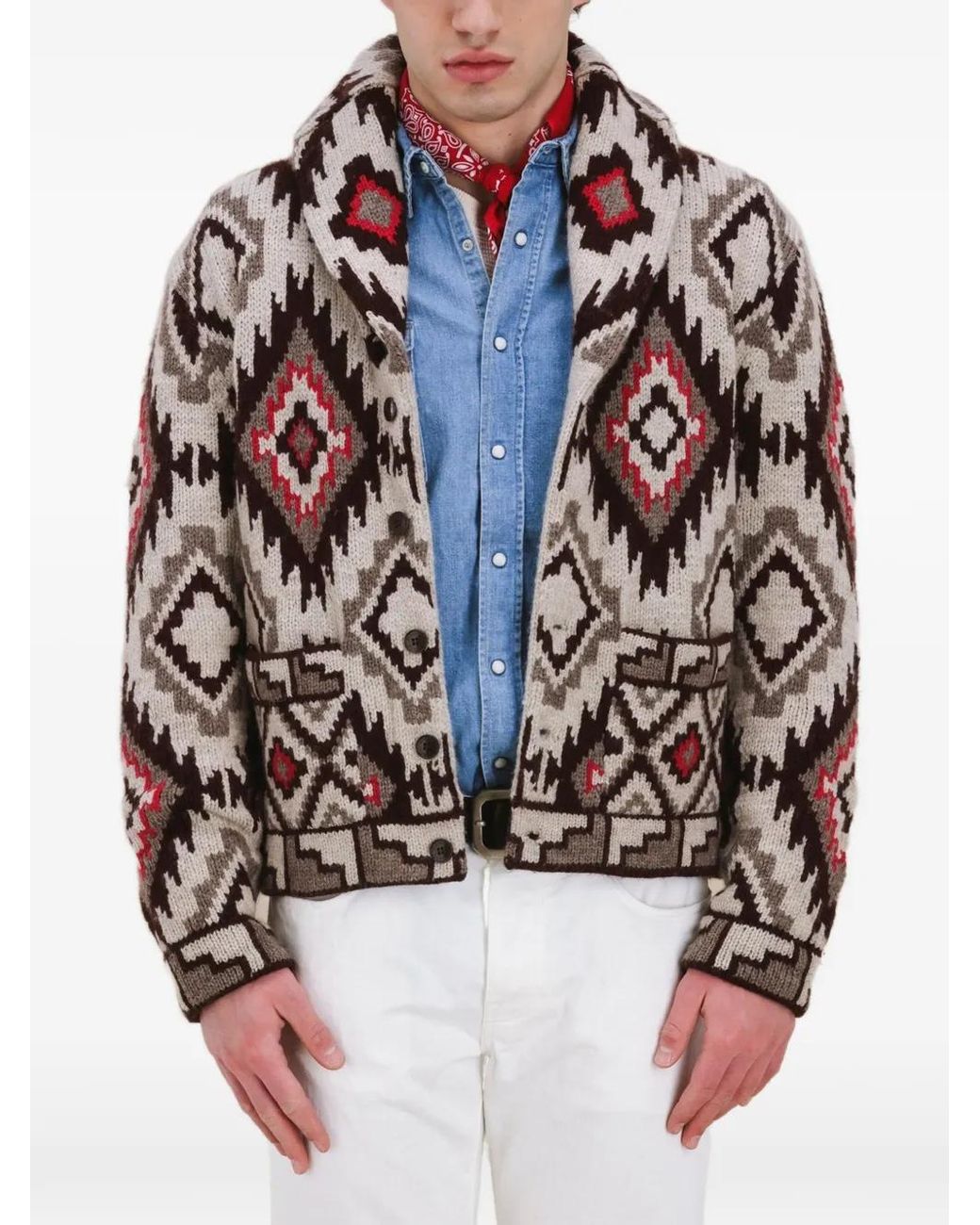 Fortela Natural Walter Patterned Cardigan for men