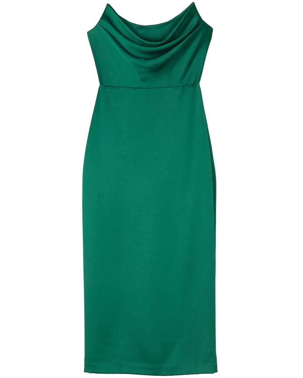 Alex Perry Green Corset-Style Satin Midi Dress
