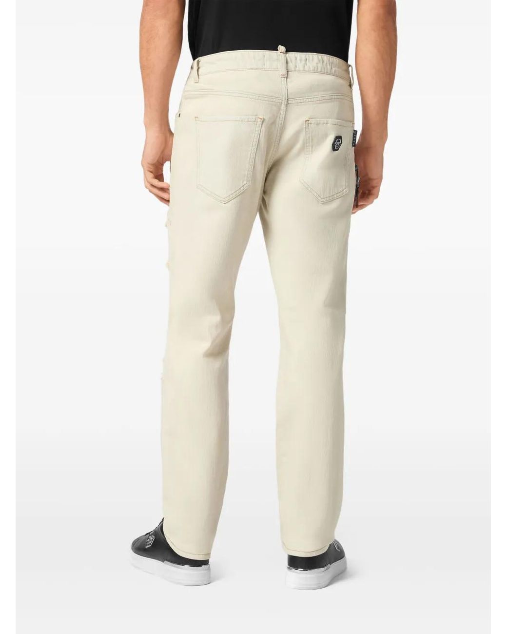 Philipp Plein Natural Logo-Patch Jeans for men