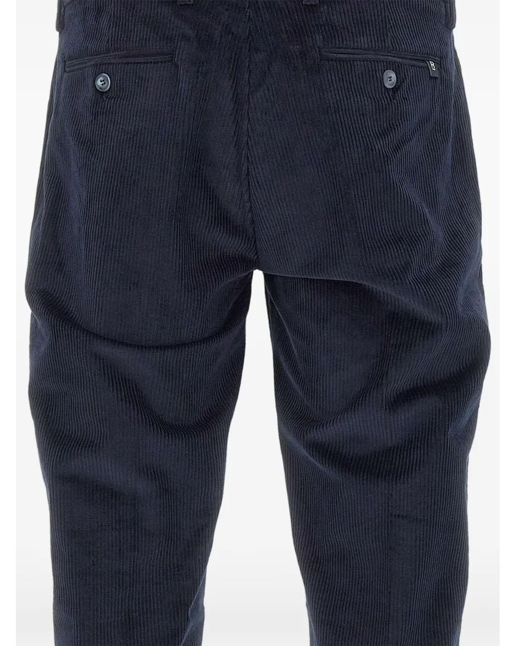 Re-hash Blue Pleated Corduroy Trousers for men
