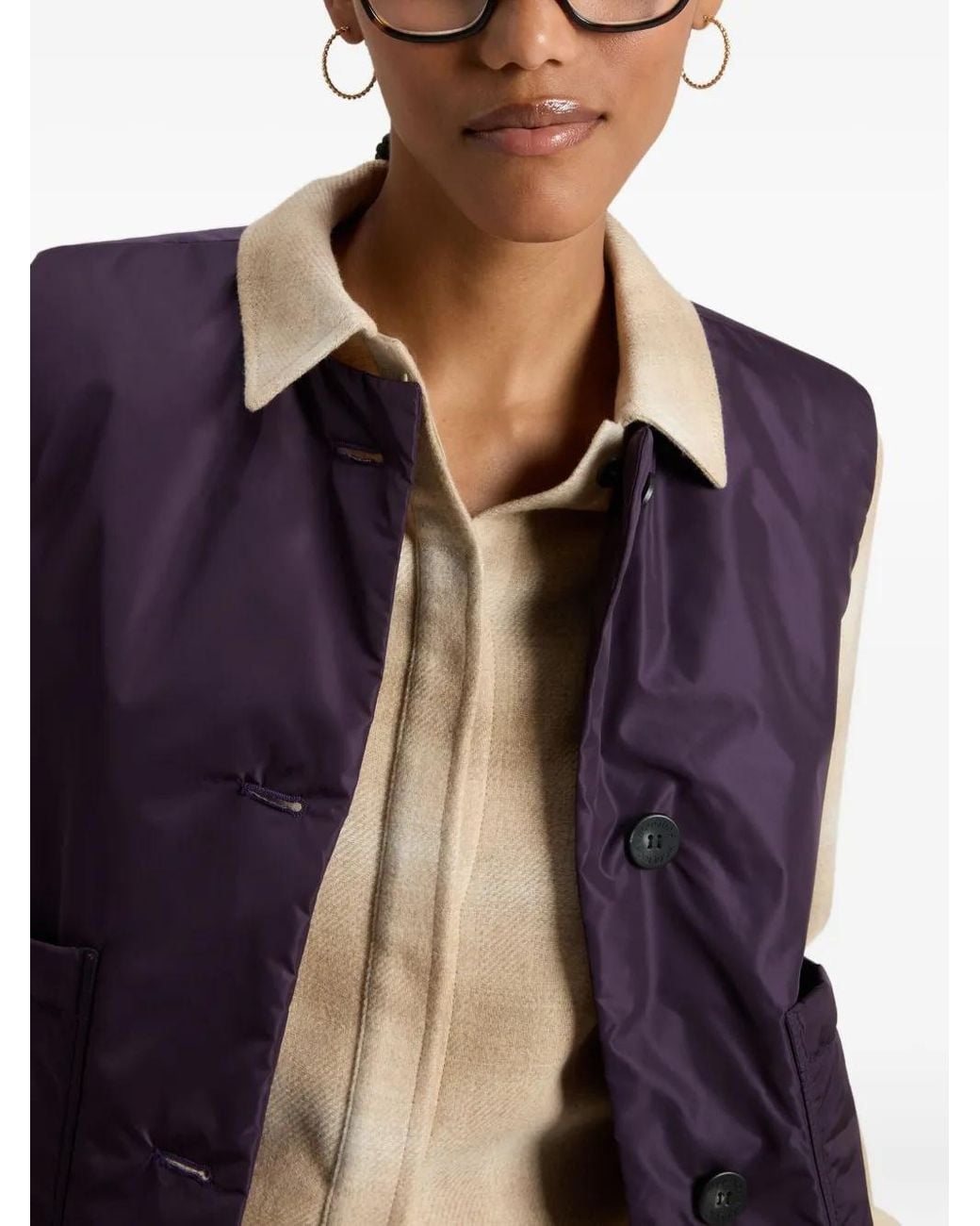 Woolrich Purple Button-Fastening Quilted Vest