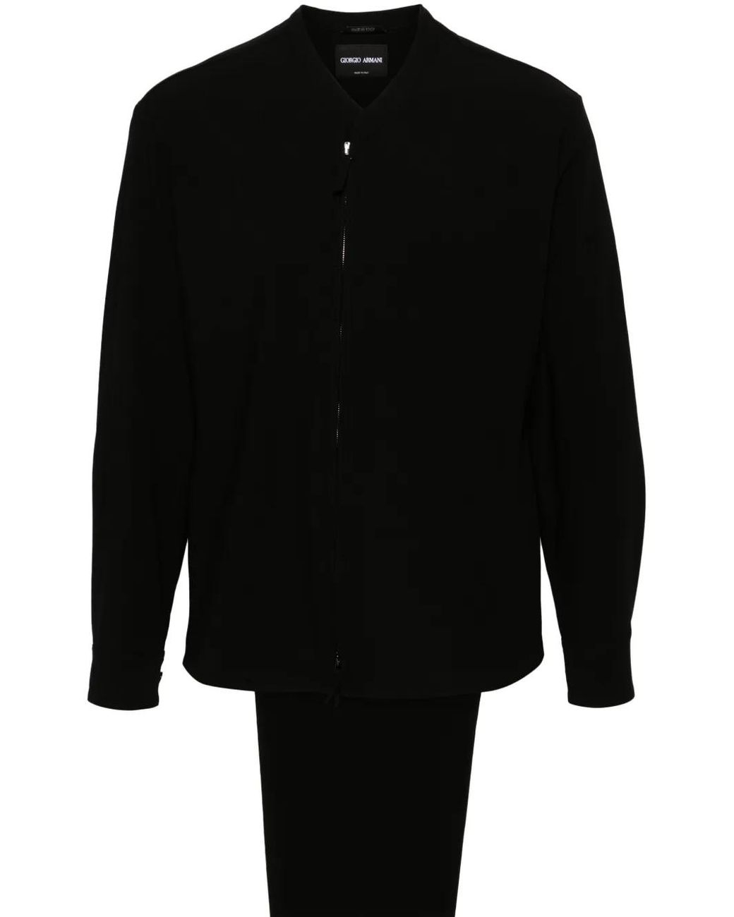 Giorgio Armani Black Wool Zip-Up Jacket And Trousers Set for men