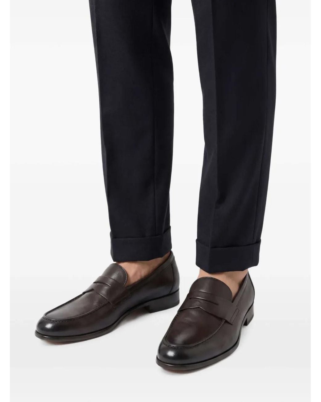 Doucal's Gray Leather Loafers for men