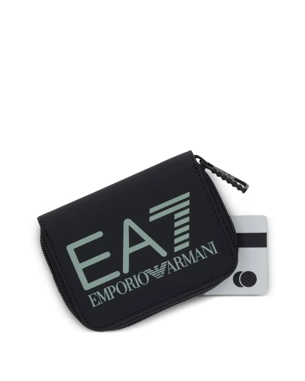 EA7 Black Logo-Print Zip-Around Wallet