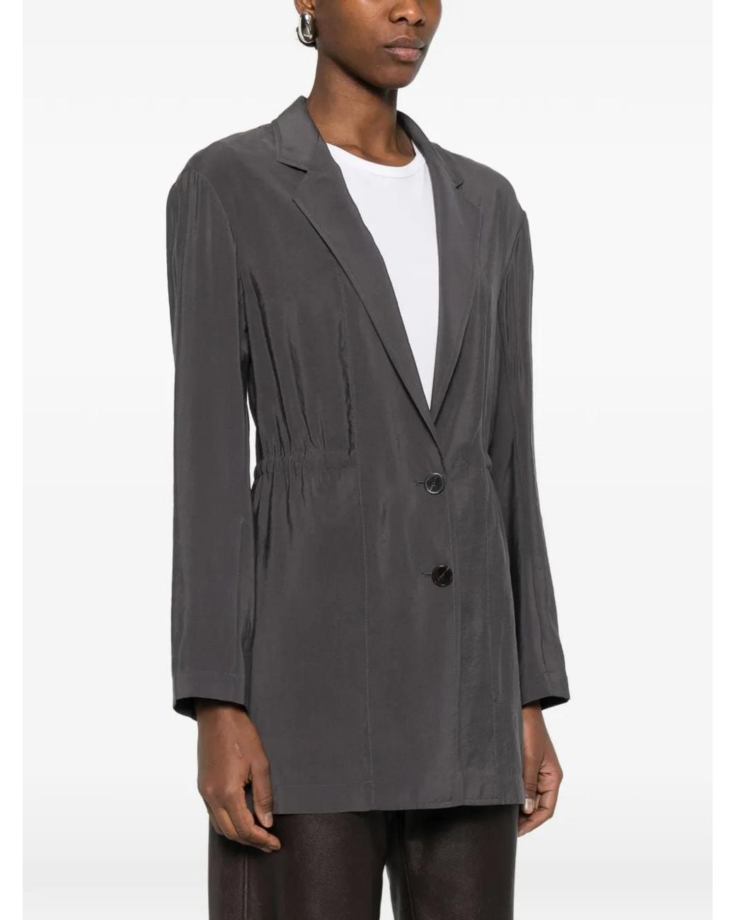 Alysi Gray Drawstring-Detail Blazer