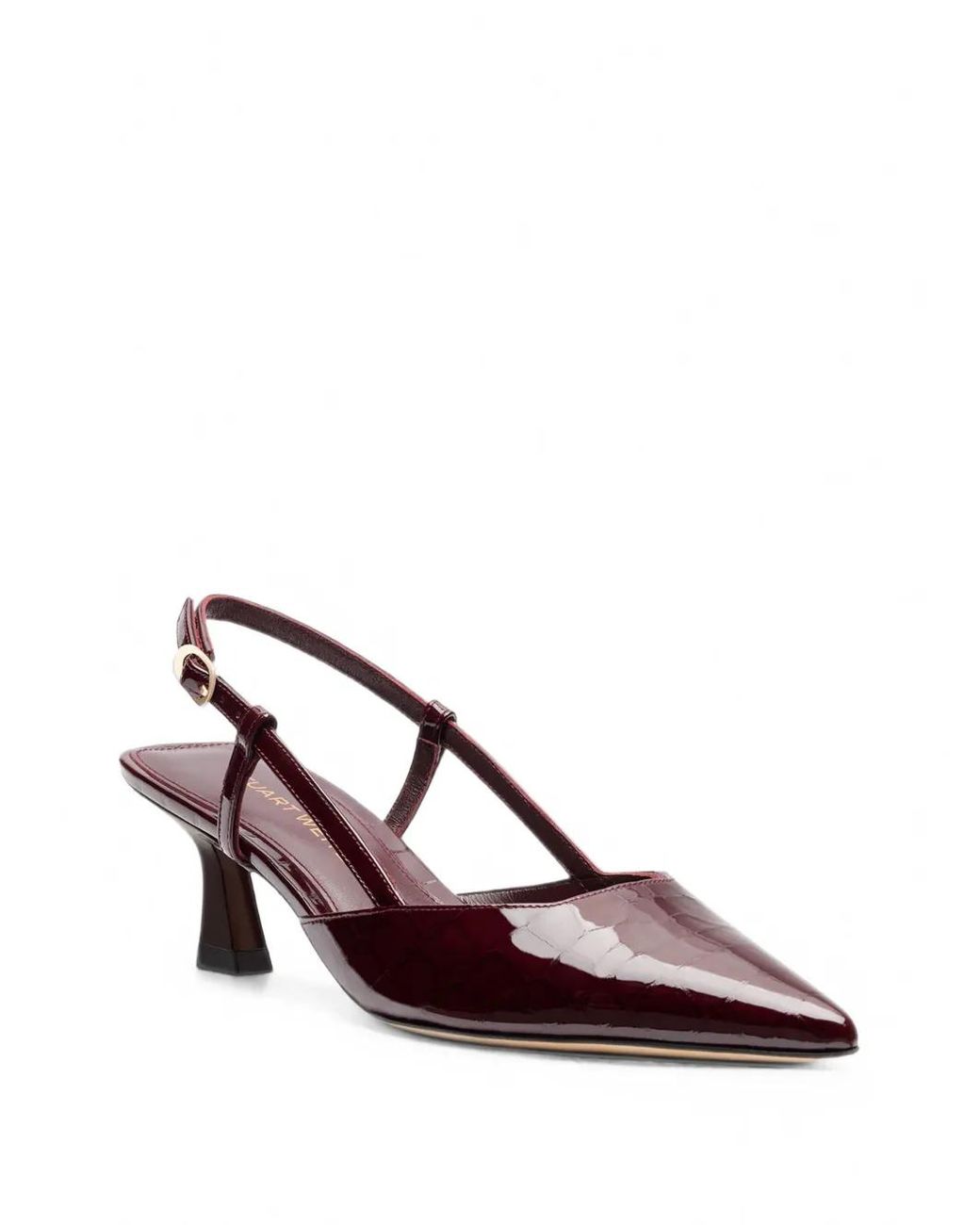 Stuart Weitzman Red Vinnie Crocodile-Effect Slingback Pumps