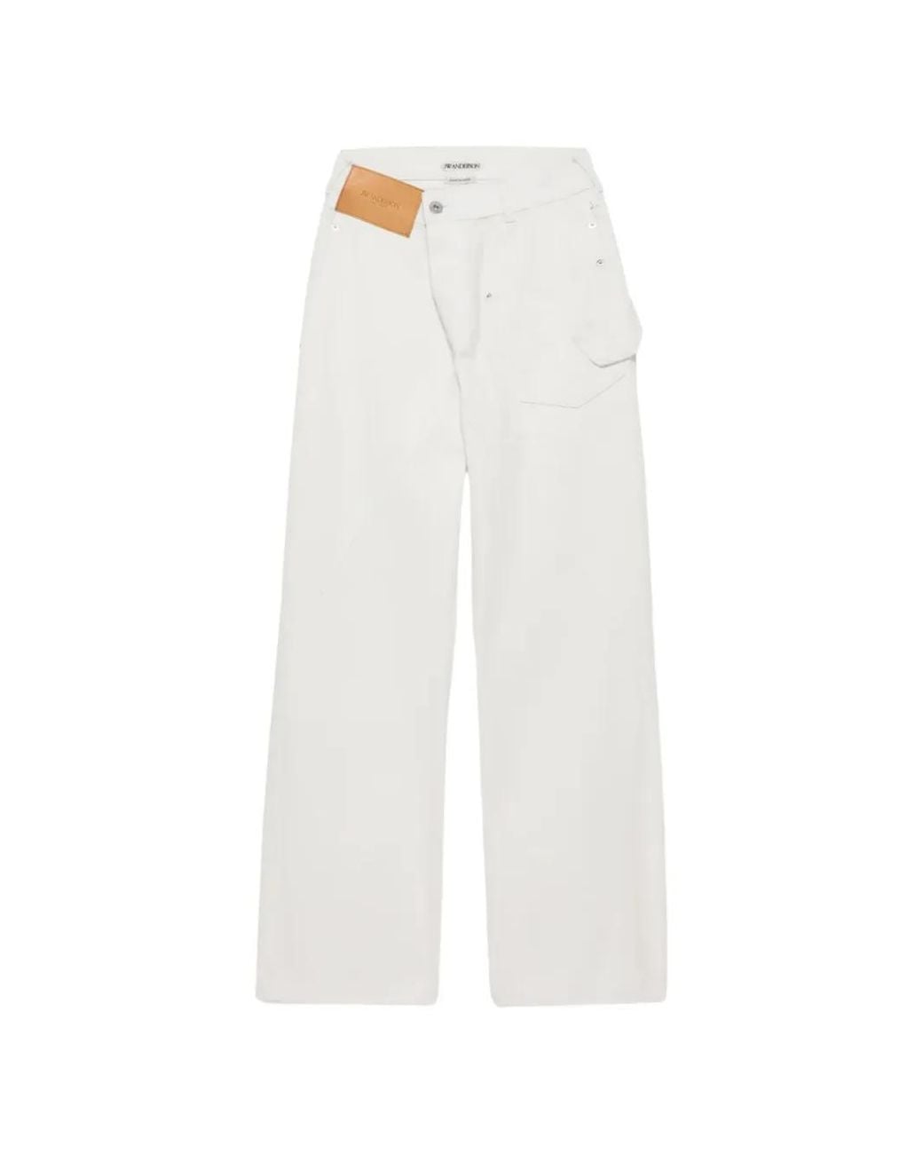 J.W. Anderson White Twisted Workwear Logo-Patch Jeans for men