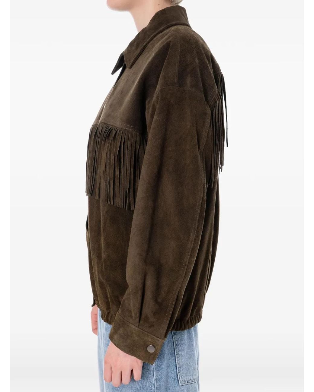 ViCOLO Brown Veste En Daim À Franges