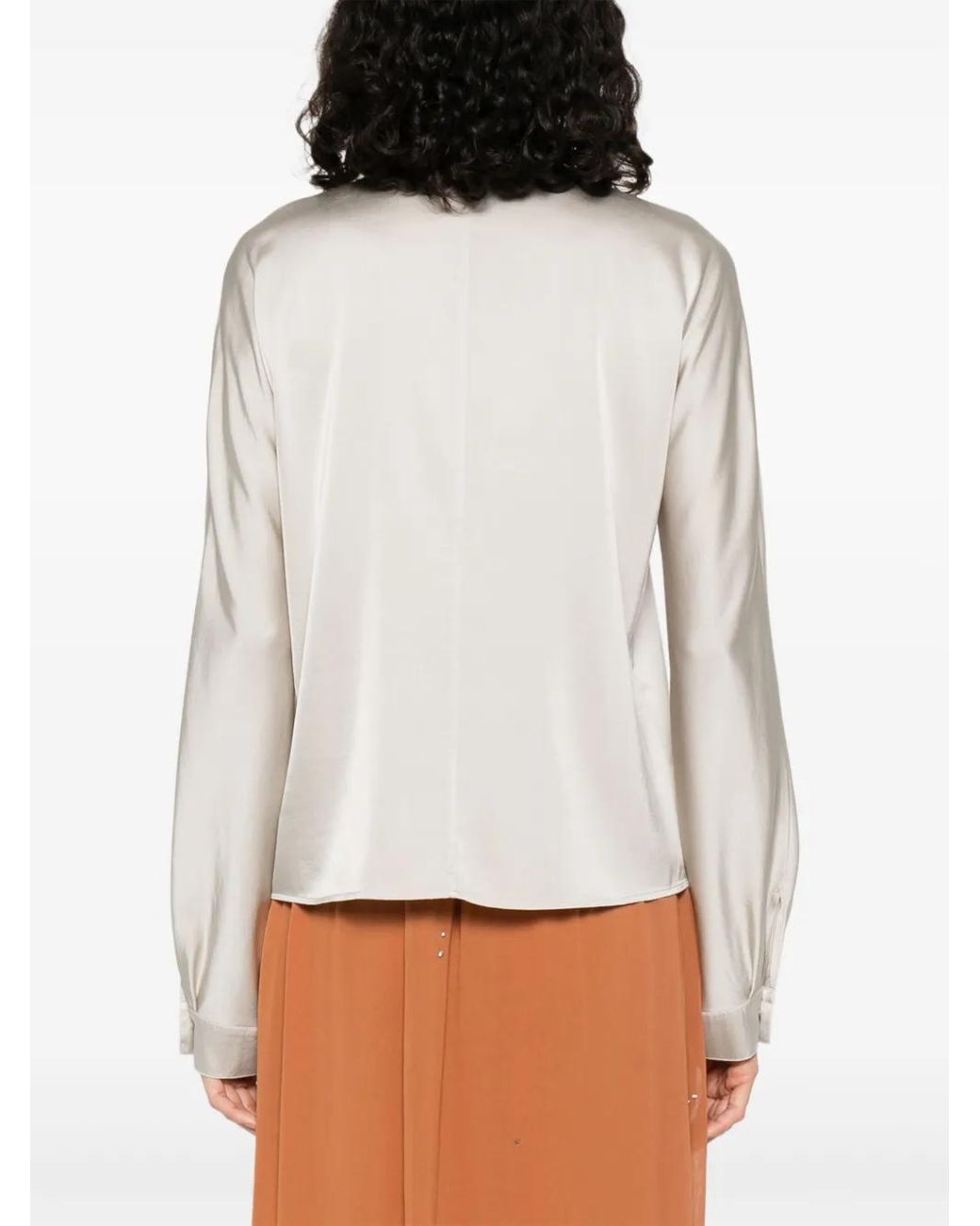 Forte_forte White Silk Blend Long-Sleeved Shirt With Tassel Detail