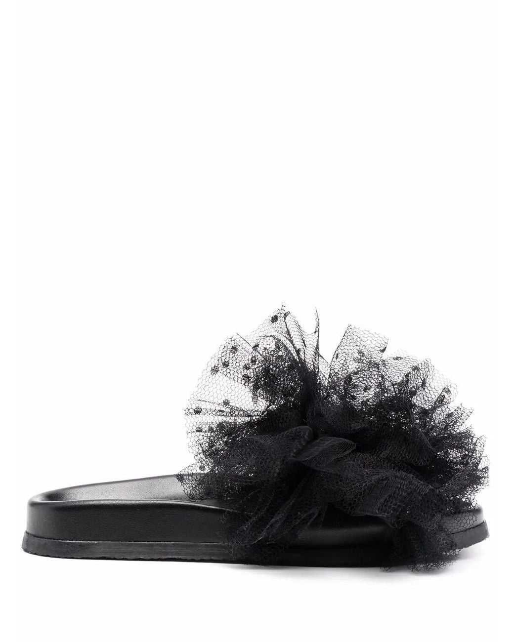 Red(v) Black Point D'Esprit Tulle Slip-On Sandals