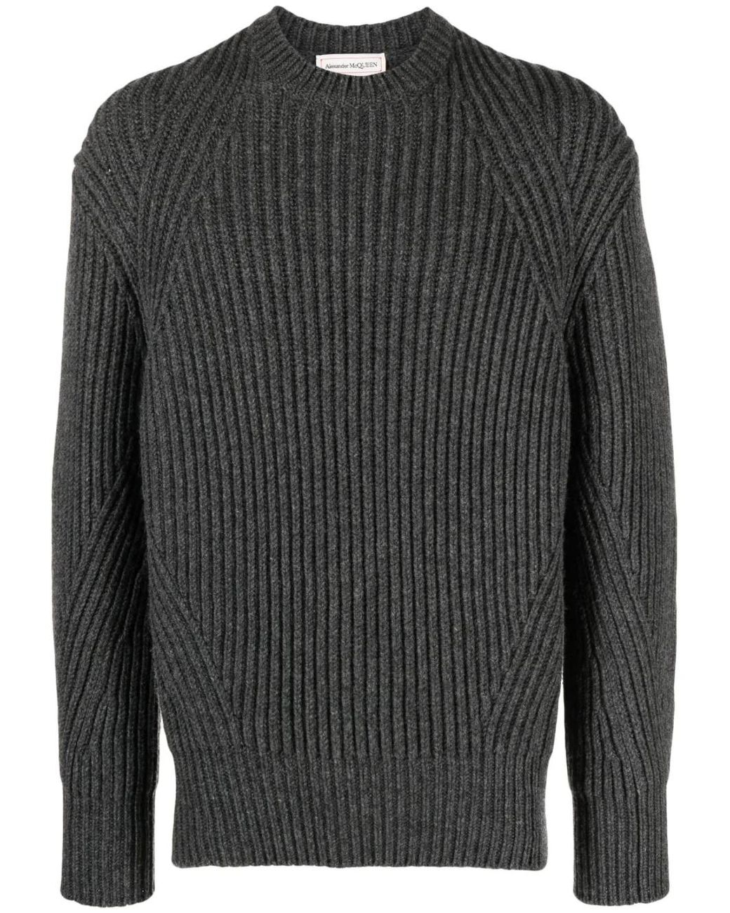 Pull Nervuré En Laine Côtelée McQueen pour homme en coloris Gray
