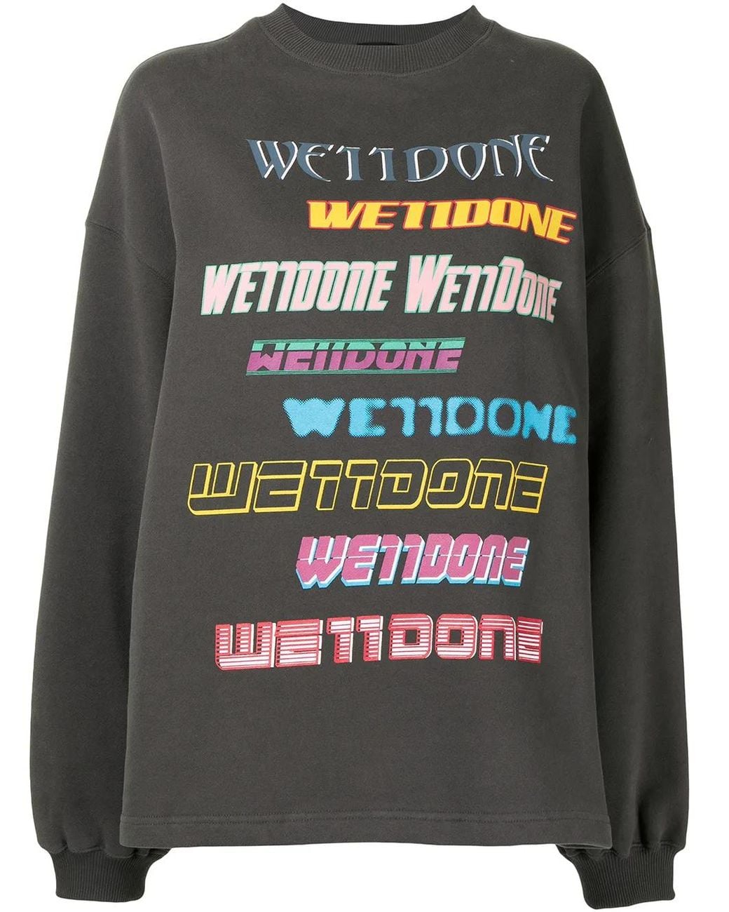 we11done Gray Oversized Logo Print Sweatshirt