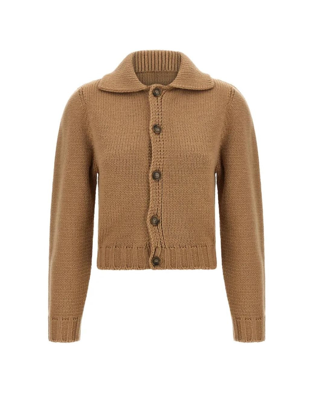 MM6 by Maison Margiela Natural Ribbed-Knit Button-Up Cardigan