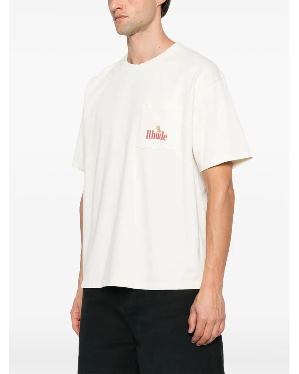 Rhude White American Spirit Pocket Tee for men